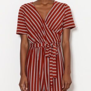 Ces Femme Striped Burgundy Jumpsuit
